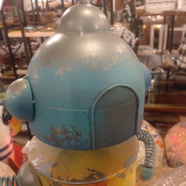 GARDEN OBJECT plump blue ROBOT　GARDEN EYECATCHING　HANDMADE 　ANTIQUE　VINTAGE　RETRO