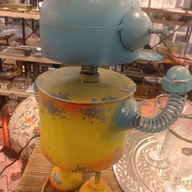 GARDEN OBJECT plump blue ROBOT　GARDEN EYECATCHING　HANDMADE 　ANTIQUE　VINTAGE　RETRO