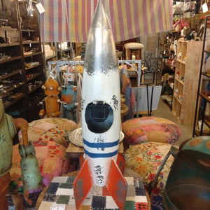 GARDEN OBJECT SPACE SUTTLE （with Soler light) ROCKET　GARDENLIGHT HANDMADE 　ANTIQUE　VINTAGE　RETRO
