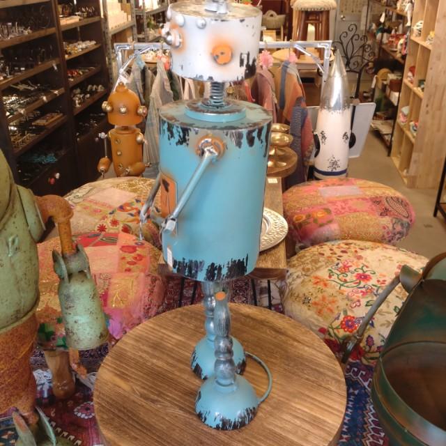 GARDEN OBJECT BLUE　ROBOT　GARDEN EYECATCHING　HANDMADE 　ANTIQUE　VINTAGE　RETRO