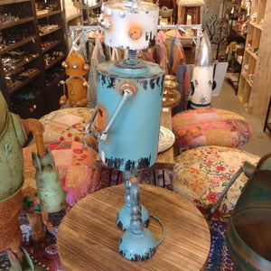 GARDEN OBJECT BLUE　ROBOT　GARDEN EYECATCHING　HANDMADE 　ANTIQUE　VINTAGE　RETRO