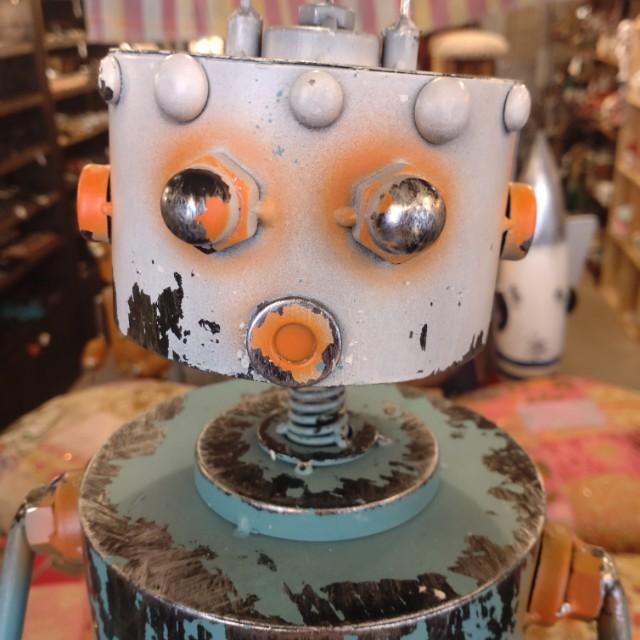 GARDEN OBJECT BLUE　ROBOT　GARDEN EYECATCHING　HANDMADE 　ANTIQUE　VINTAGE　RETRO