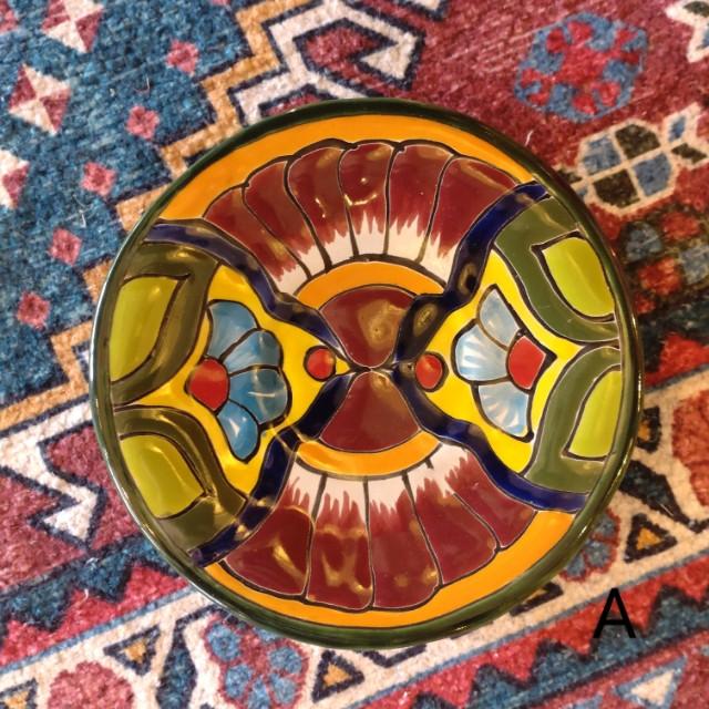 メキシコ　グアナファト焼　ミニ丸プレート　グリーン　全2種　ケーキプレート　ハンドメイド　取り皿　小皿　中皿