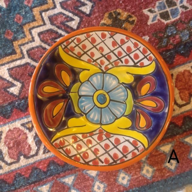 メキシコ　グアナファト焼　ミニ丸プレート　オレンジ　全2種　ケーキプレート　ハンドメイド　取り皿　小皿　中皿