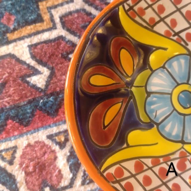 メキシコ　グアナファト焼　ミニ丸プレート　オレンジ　全2種　ケーキプレート　ハンドメイド　取り皿　小皿　中皿