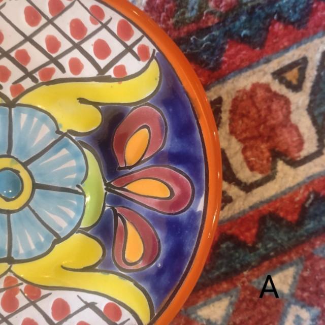 メキシコ　グアナファト焼　ミニ丸プレート　オレンジ　全2種　ケーキプレート　ハンドメイド　取り皿　小皿　中皿