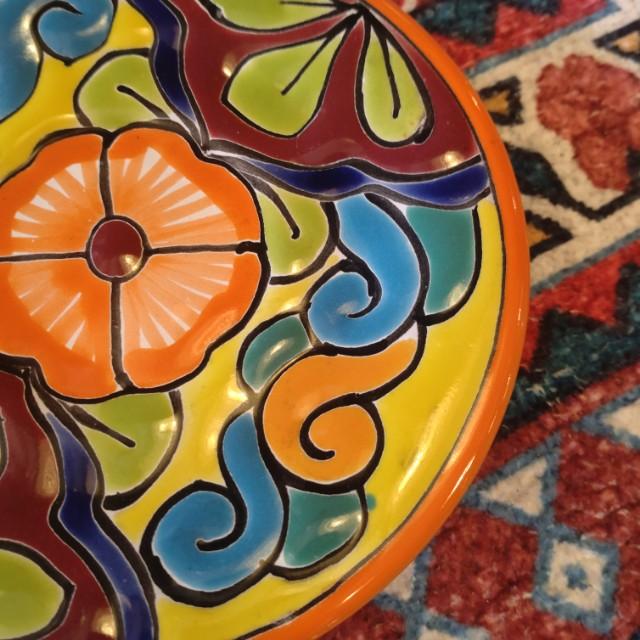 Mexico Goanajuato Ware Mini Round Plate Orange Cake Plate Handmade Side Plate Mini Plate Midiam Plate
