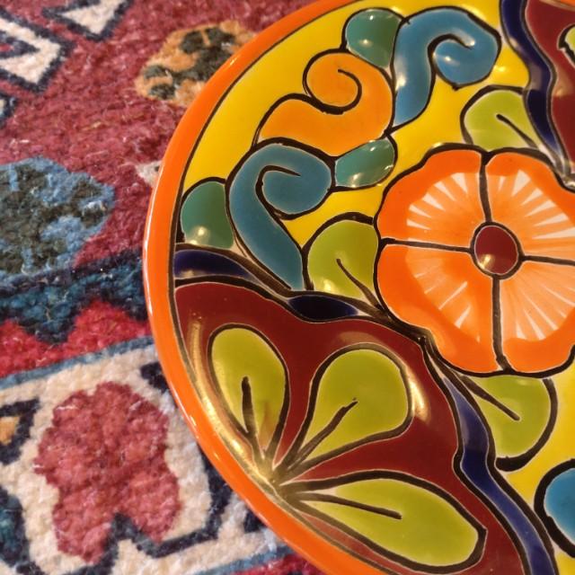 Mexico Goanajuato Ware Mini Round Plate Orange Cake Plate Handmade Side Plate Mini Plate Midiam Plate