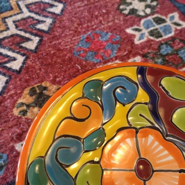 Mexico Goanajuato Ware Mini Round Plate Orange Cake Plate Handmade Side Plate Mini Plate Midiam Plate