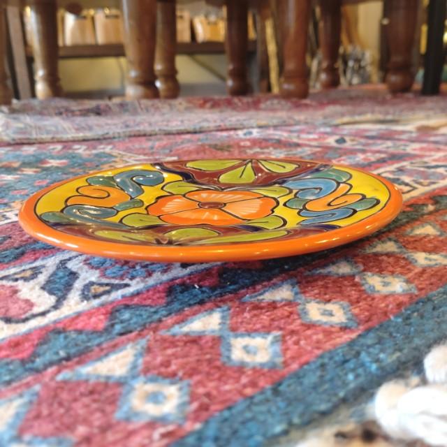 Mexico Goanajuato Ware Mini Round Plate Orange Cake Plate Handmade Side Plate Mini Plate Midiam Plate