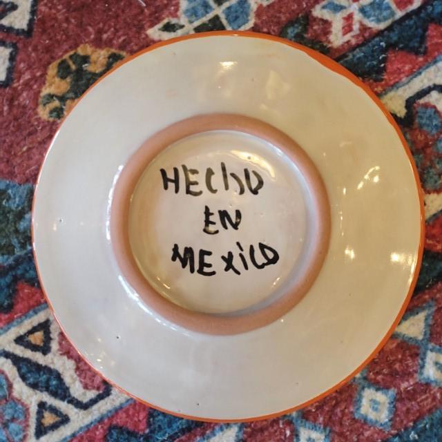 Mexico Goanajuato Ware Mini Round Plate Orange Cake Plate Handmade Side Plate Mini Plate Midiam Plate