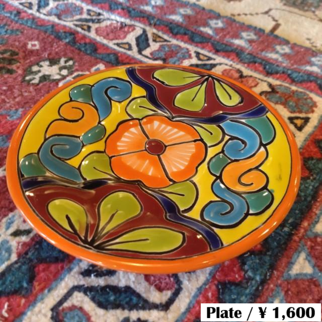 Mexico Goanajuato Ware Mini Round Plate Orange Cake Plate Handmade Side Plate Mini Plate Midiam Plate