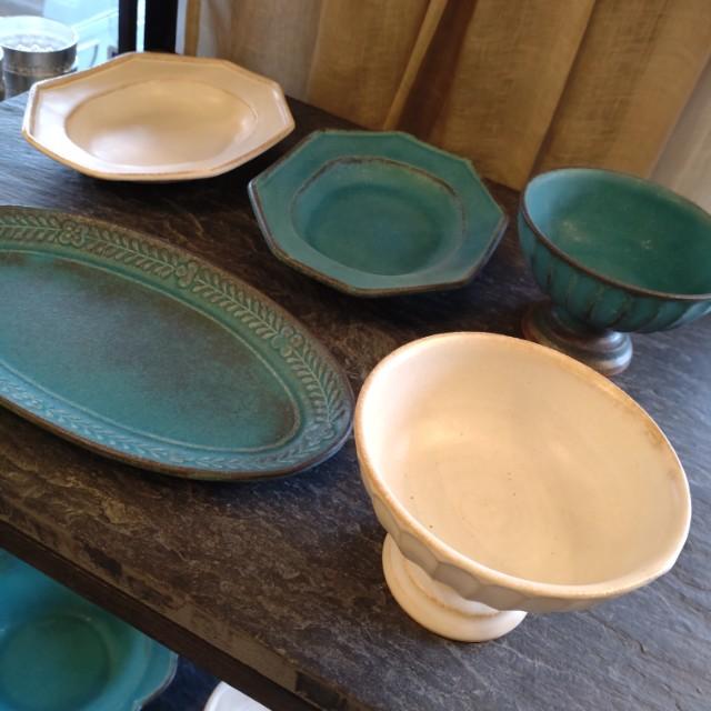 Mashiko Ware: Mokumoku Oval Plate, Shabby Turquoise, MAINDISH PLATE, LUNCH, Pasta, Made in Japan