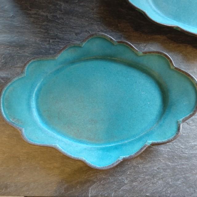 Mashiko Ware: Mokumoku Oval Plate, Shabby Turquoise, MAINDISH PLATE, LUNCH, Pasta, Made in Japan