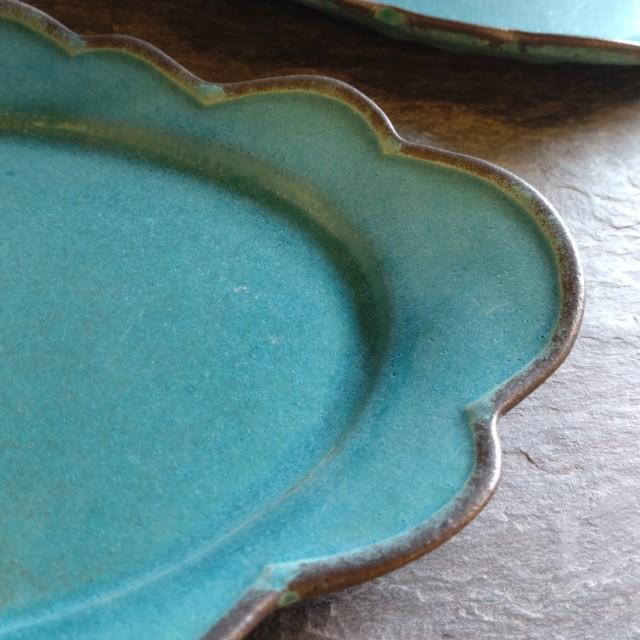 Mashiko Ware: Mokumoku Oval Plate, Shabby Turquoise, MAINDISH PLATE, LUNCH, Pasta, Made in Japan