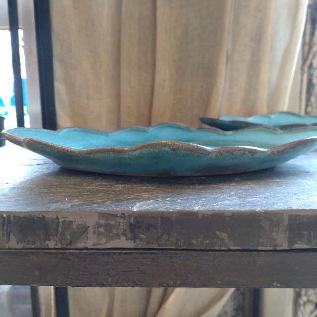Mashiko Ware: Mokumoku Oval Plate, Shabby Turquoise, MAINDISH PLATE, LUNCH, Pasta, Made in Japan