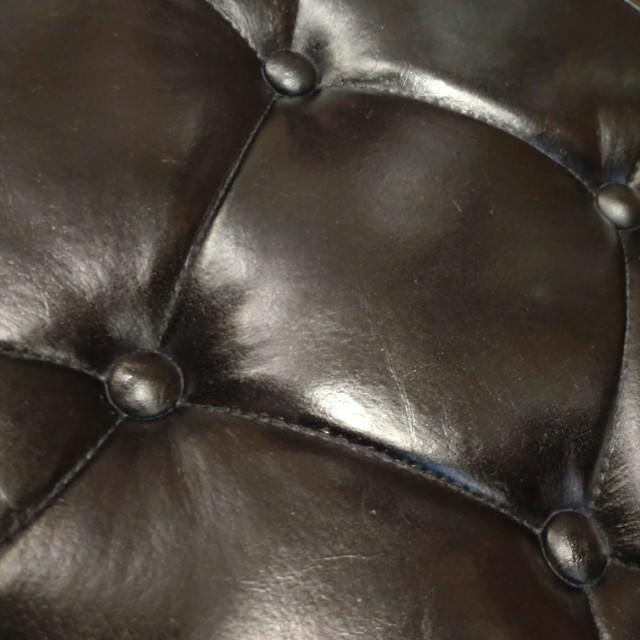 LEATHER　WOODEN　ROUND STOOL　　Cow Leather Genuine Leather Mango Wood