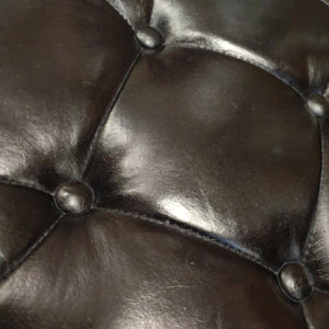 LEATHER　WOODEN　ROUND STOOL　　Cow Leather Genuine Leather Mango Wood