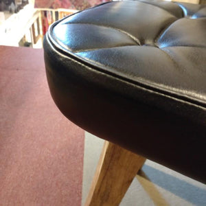 LEATHER WOODEN SQUARE STOOL Cow Leather Genuine Leather Mango Wood
