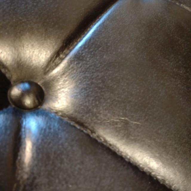 LEATHER WOODEN SQUARE STOOL Cow Leather Genuine Leather Mango Wood