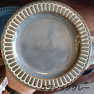 Potmum Classic 190cm Plate, Mino Ware, Available in Two Colors, Main Dish, Single Plate, Made in Japan, Western Tableware, Yamago Pottery