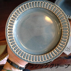 Potmum Classic 190cm Plate, Mino Ware, Available in Two Colors, Main Dish, Single Plate, Made in Japan, Western Tableware, Yamago Pottery