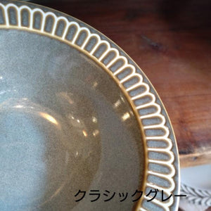 Potmum Classic Oatmeal Plate, Mino Ware, Deep Plate, Salad Bowl, Cereal, Available in Two Colors, Made in Japan, Western-Style Tableware, Yamago Pottery