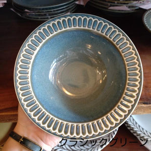 Potmum Classic Oatmeal Plate, Mino Ware, Deep Plate, Salad Bowl, Cereal, Available in Two Colors, Made in Japan, Western-Style Tableware, Yamago Pottery