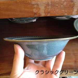Potmum Classic Oatmeal Plate, Mino Ware, Deep Plate, Salad Bowl, Cereal, Available in Two Colors, Made in Japan, Western-Style Tableware, Yamago Pottery