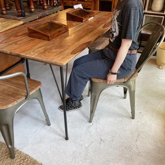 Steel and wood dining chair