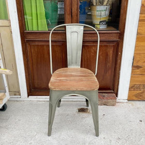 Steel and wood dining chair