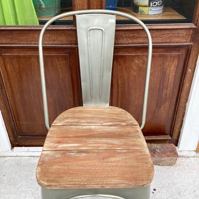 Steel and wood dining chair