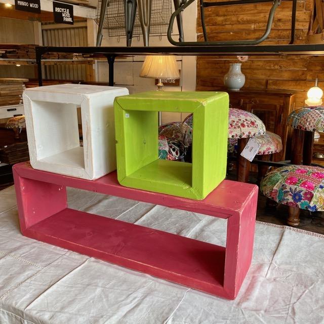 TOPANGA Furniture　カラフルウッドボックス　Lサイズ/ピンク