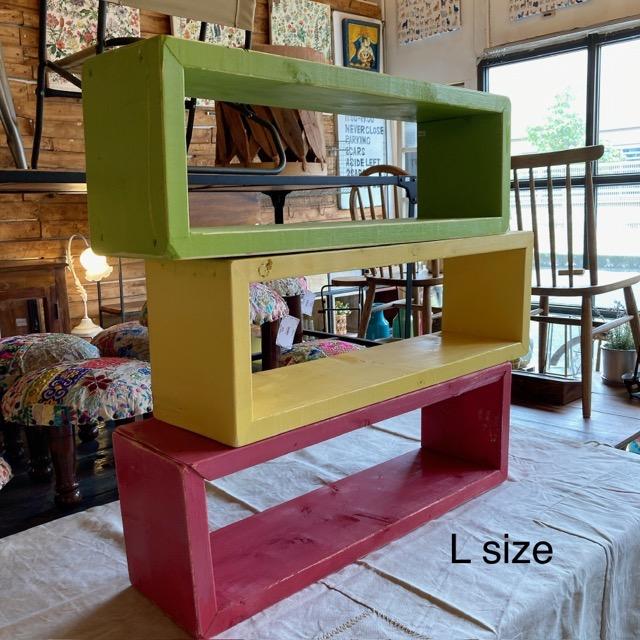 TOPANGA Furniture　カラフルウッドボックス　Lサイズ/ターコイズブルー