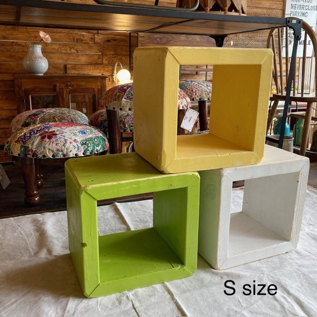 TOPANGA Furniture　カラフルウッドボックス　Lサイズ/ターコイズブルー