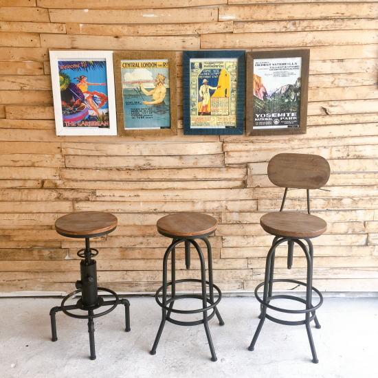 【倉庫直送】【送料無料】リフティング　バーテーブル　ブラック　パインウッド　スチール　インダストリアル　ハイテーブル