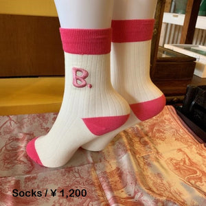 TOPANGA SOCKS 　アルファベットソックス B.　ピンク