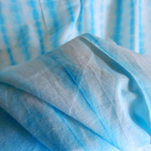 TOPANGA　Shibori　Curtain　シボリカーテン　W110xH90cm　白x青