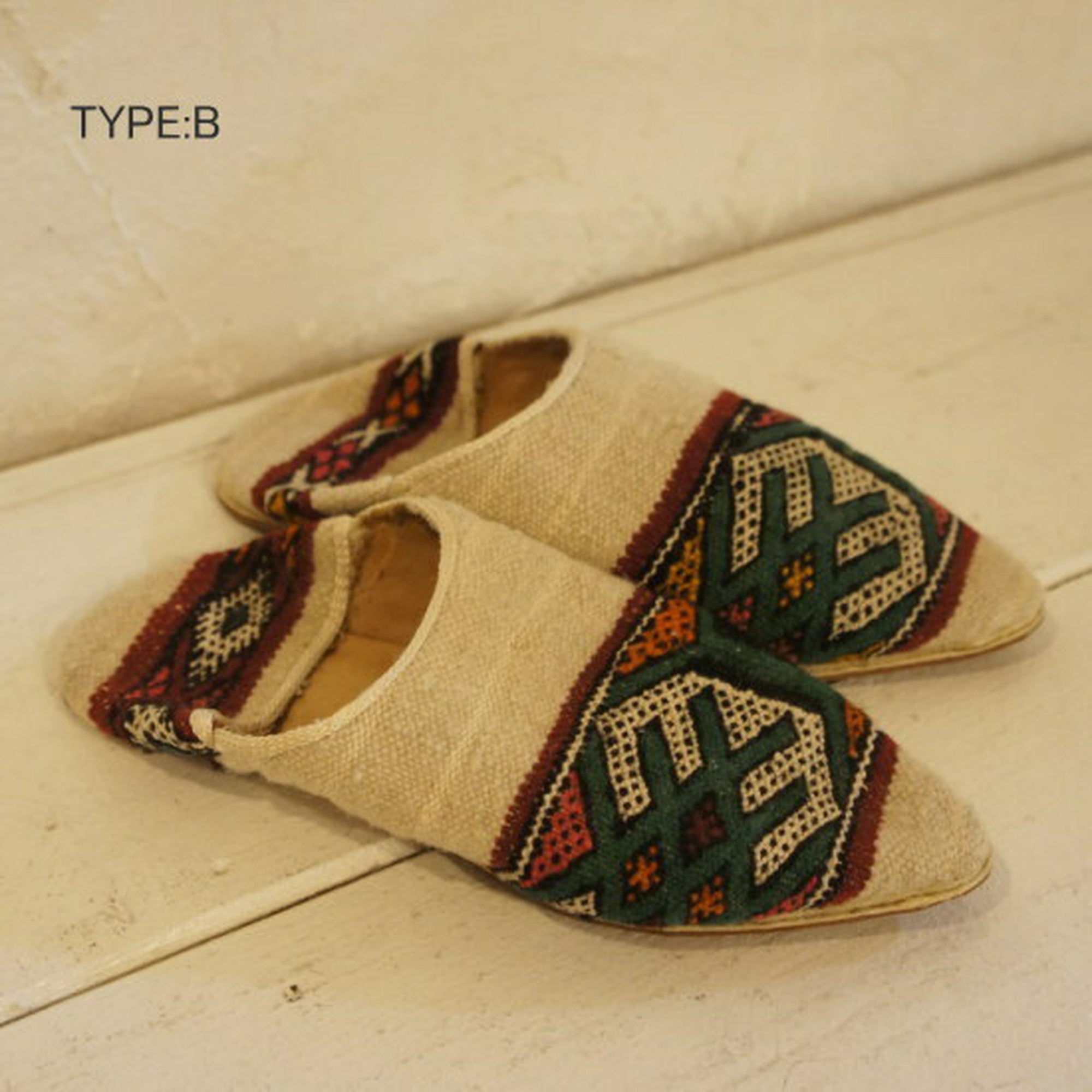 Kilim Babouche, 4 types