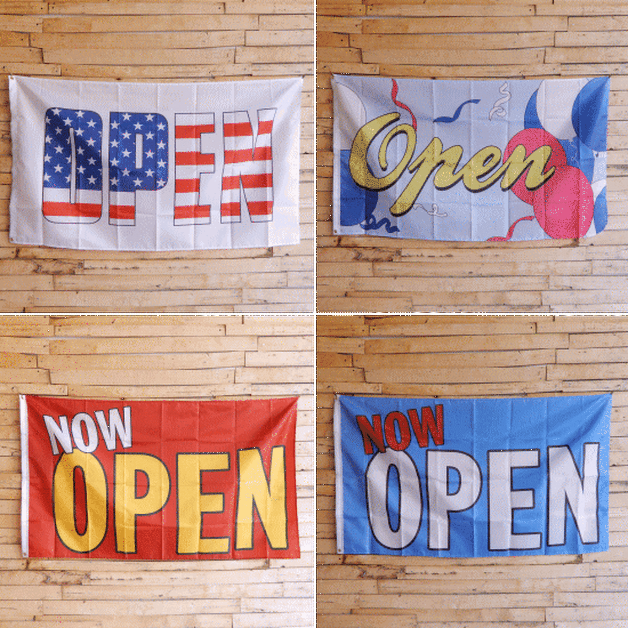 TOPANGA INTERIOR　Shop Sign Flag/Red Now Open Flag