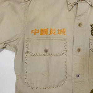 中国長城　USA　刺繍リメイクシャツ