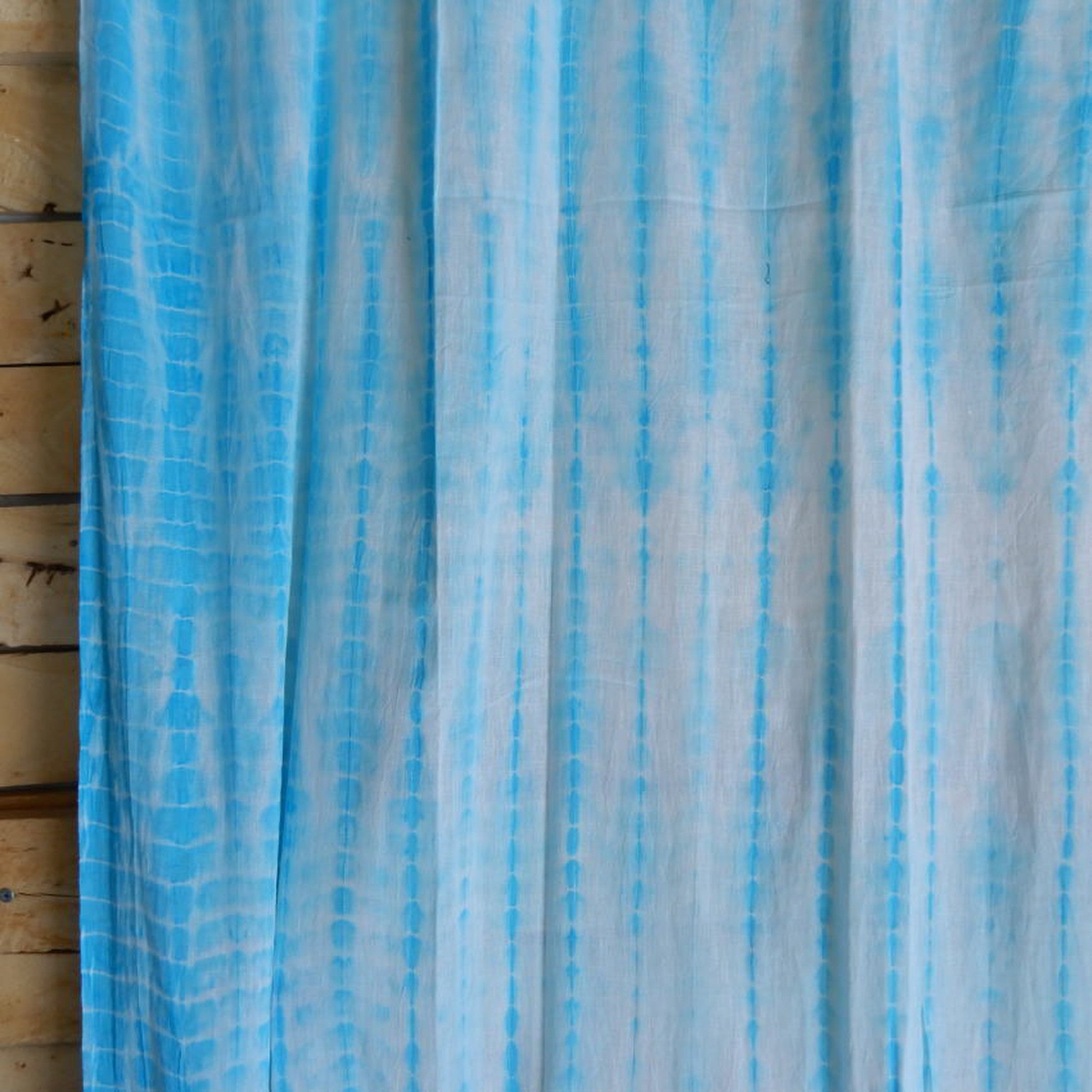 TOPANGA　Shibori　Curtain　シボリカーテン　W110xH200cm　白x青