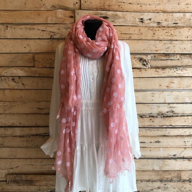 Coin dot large scarf in pink
