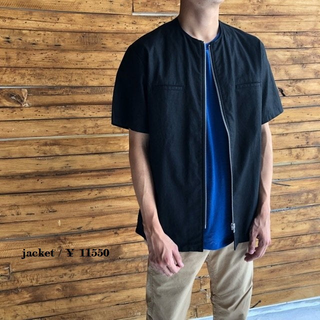LOLO LIKE (ロロライク)　ノーカラ―半袖ジップジャケット【SALE】