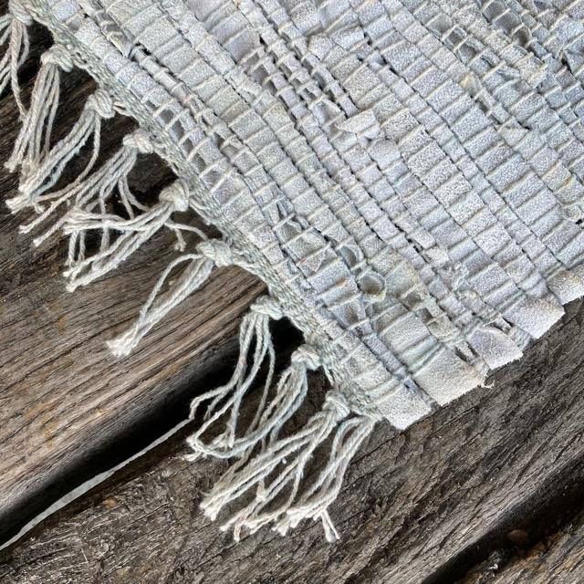 Goat leather rug mat 50 x 85 cm white