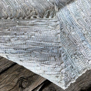 Goat leather rug mat 50 x 85 cm white