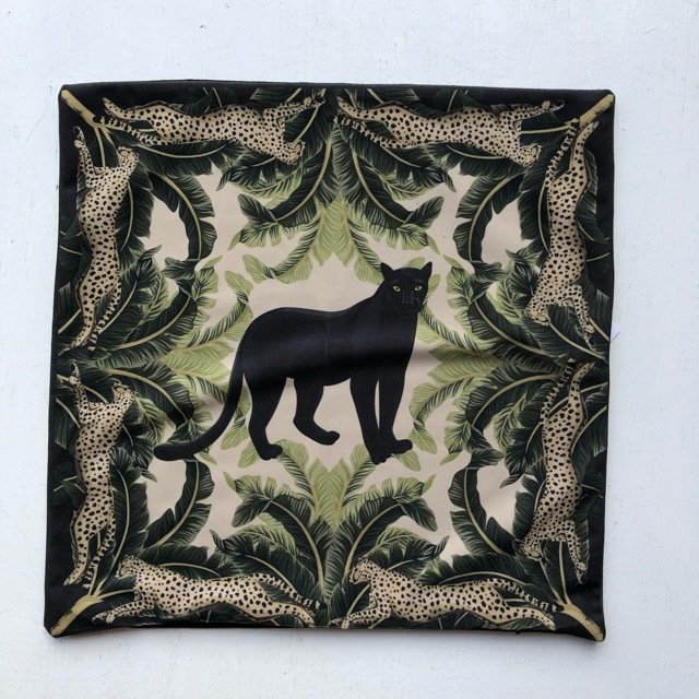 TOPANGA Homefurnishing ベルベットサファリクッションカバー　JAGUAR　45×45cm