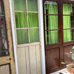 Double gauze curtain, green, 100 x 138 cm