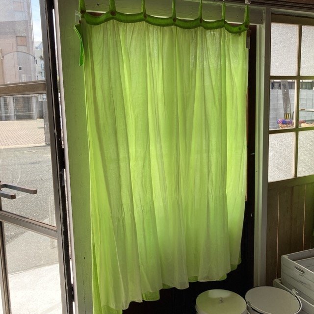 Double gauze curtain, green, 100 x 138 cm