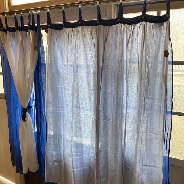Double gauze curtain, blue, 100 x 138 cm